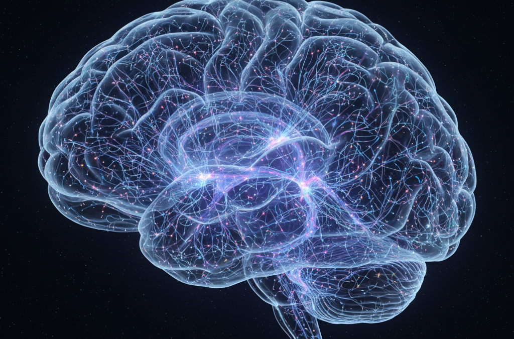 the human brain showing neural connections linked to hypnosis
